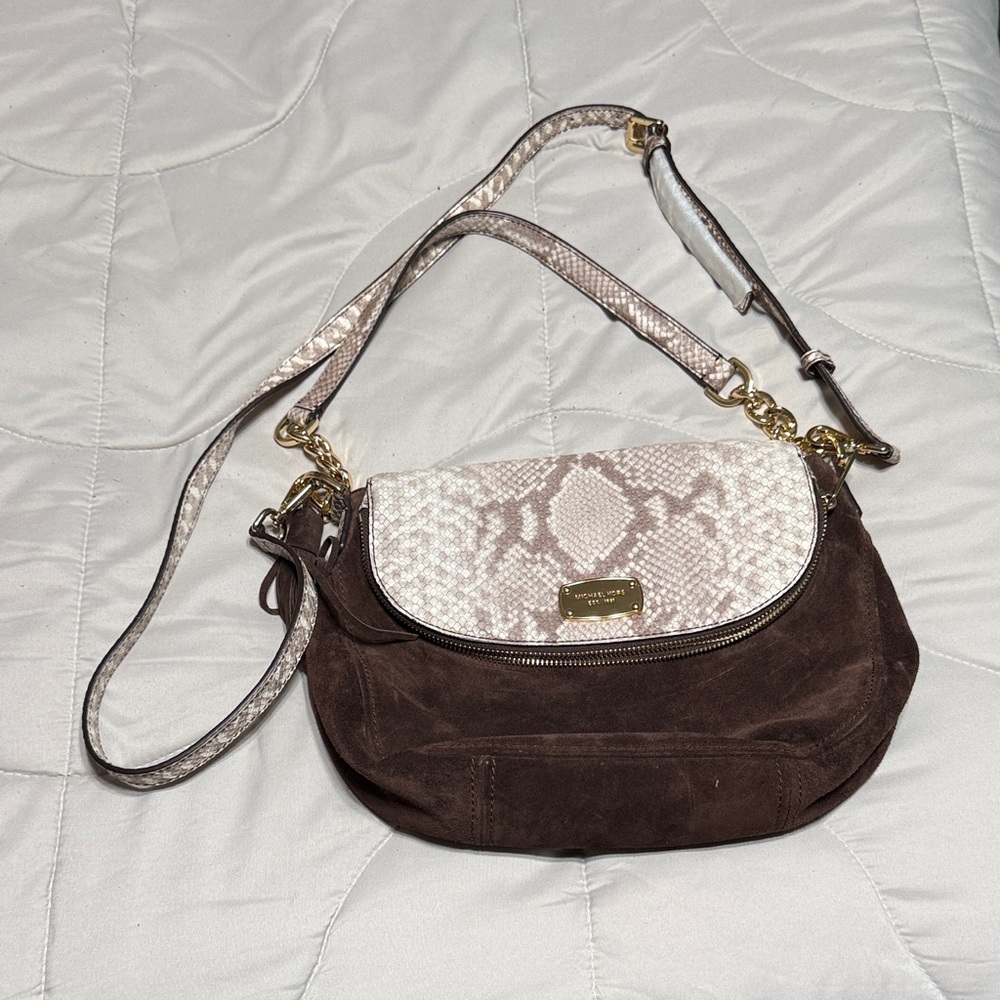 Michael Kors Brown and Cream Crossbody Bag